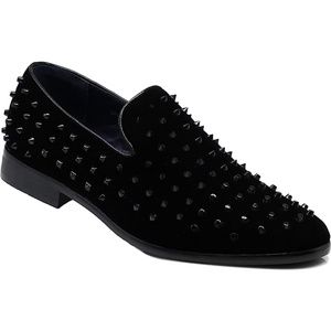 Men's 6.5 Enzo Vintage Velvet Rhinestone Designer Dress Loafers Slip On Shoes